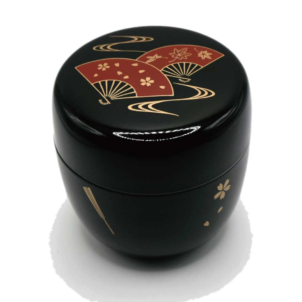 Amazon | 茶道具 中棗 なつめ 黒 扇面流水 樹脂製 茶道 抹茶 高さ約7cm